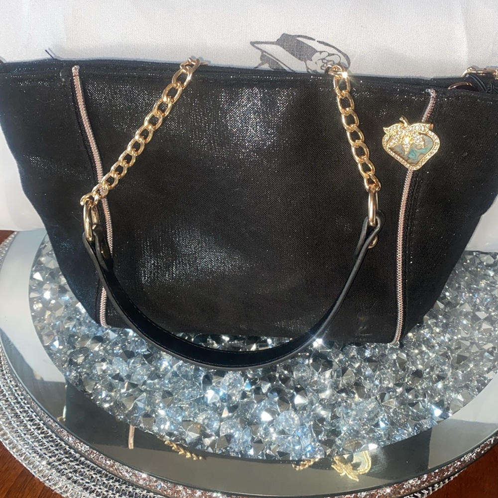 Yves Saint Laurent Beauty Black and Gold Crossbody Bag with bonus brooch - Picture 2 of 16